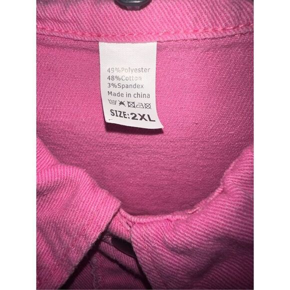 Barbie Pink Jean denim jacket Distressed Pink Lightweight “TikTok jacket” size 2 - Picture 4 of 6